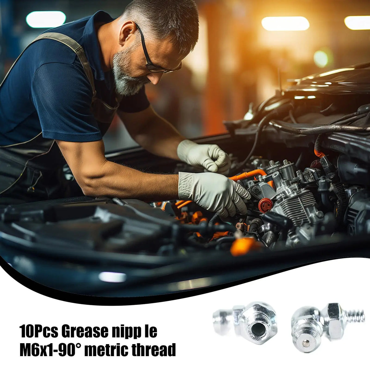 90° Metric Grease Fittings Elbow Hydraulic Nipples 10-Pack Grease Fittings Kit Qme