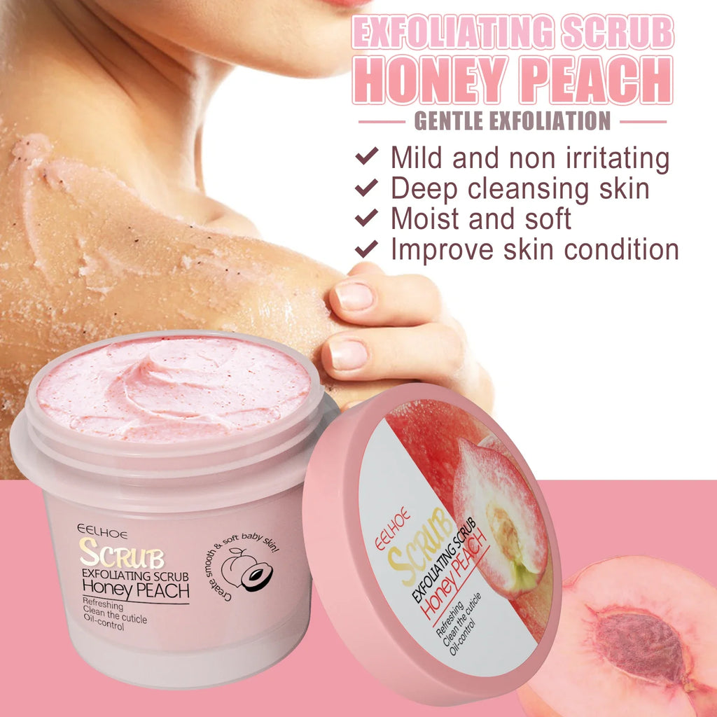 Honey Peach Body Scrub Cream – Exfoliating & Moisturizing Exfoliating Body Scrub Qme