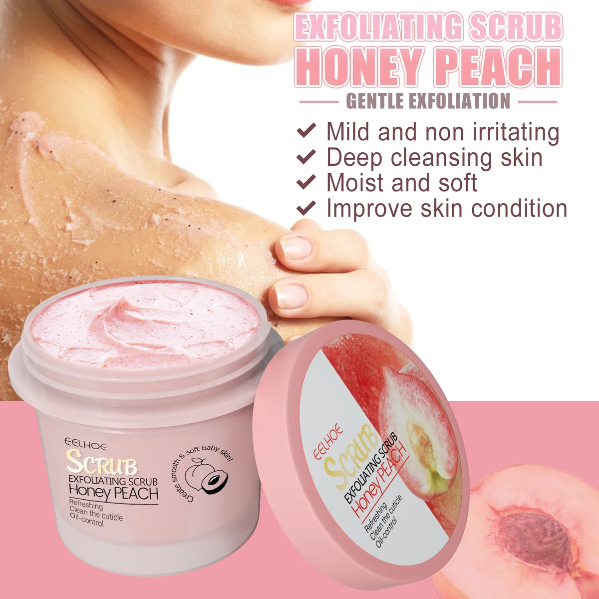 Honey Peach Body Scrub Cream – Exfoliating & Moisturizing Exfoliating Body Scrub Qme