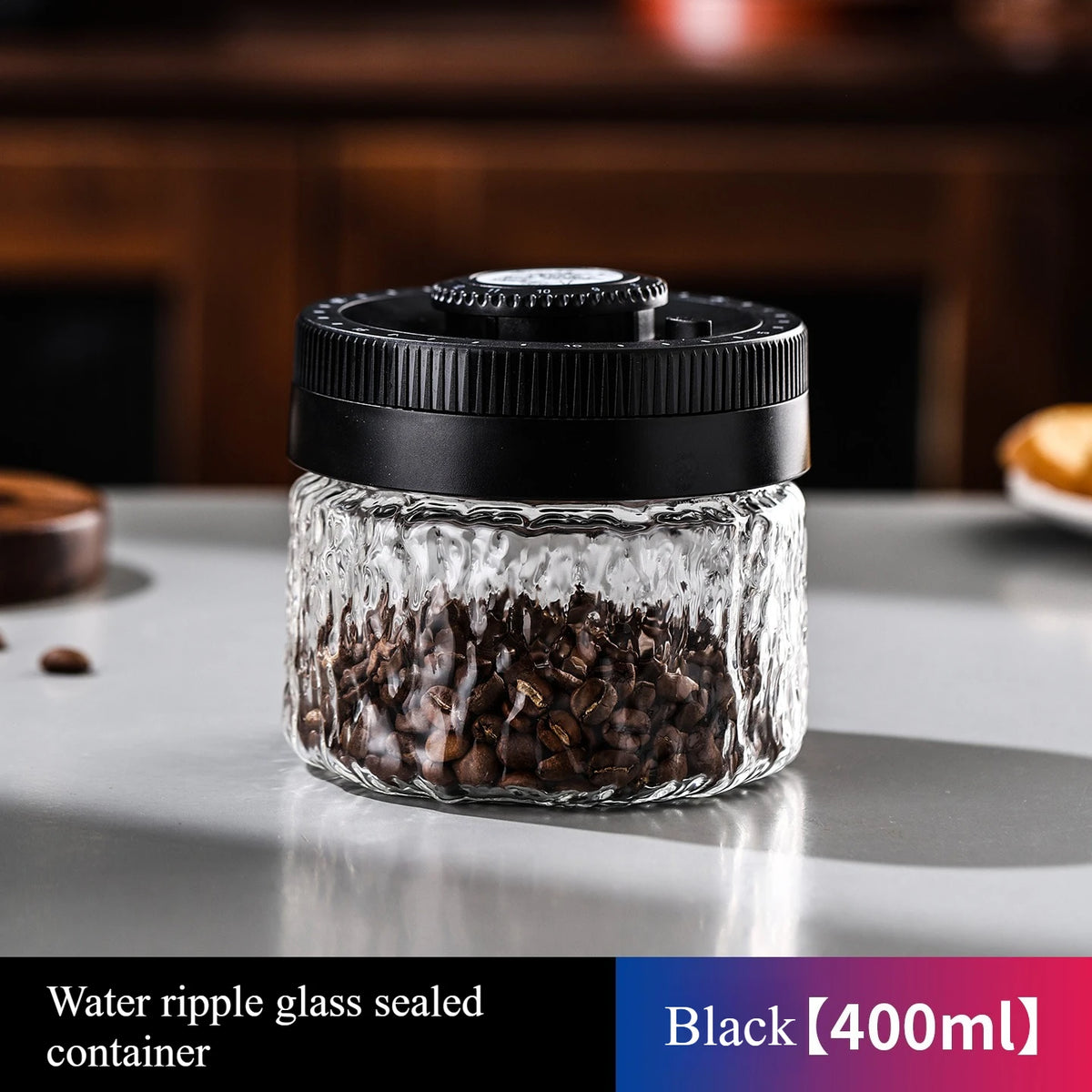 Bincoo 400ml Vacuum Coffee Canister – Airtight Glass Storage Jar Coffee Storage Canister Qst White