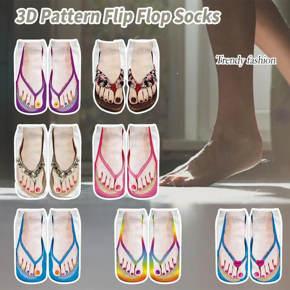 3D Skeleton Flip Flop Novelty Socks | Cotton Blend, 7 Colors Novelty Print Socks Qme