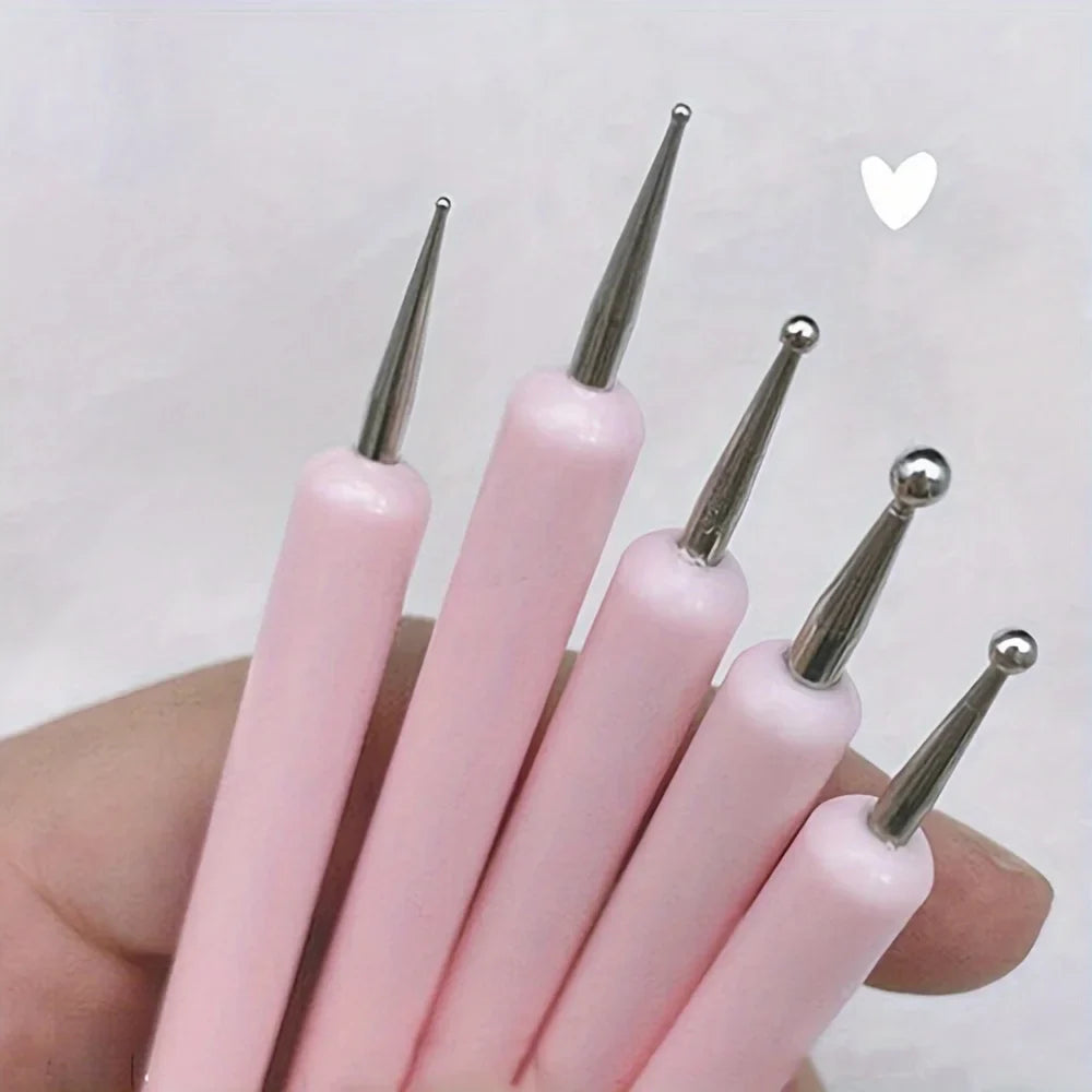Nail Art Dotting Tools – 5pc Double-Ended Stylus Pen Set Nail Art Dotting Set Qme