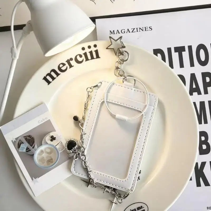 Kpop Photocard Holder PU Leather Card Cover with Key Ring Photocard Card Holder Qme
