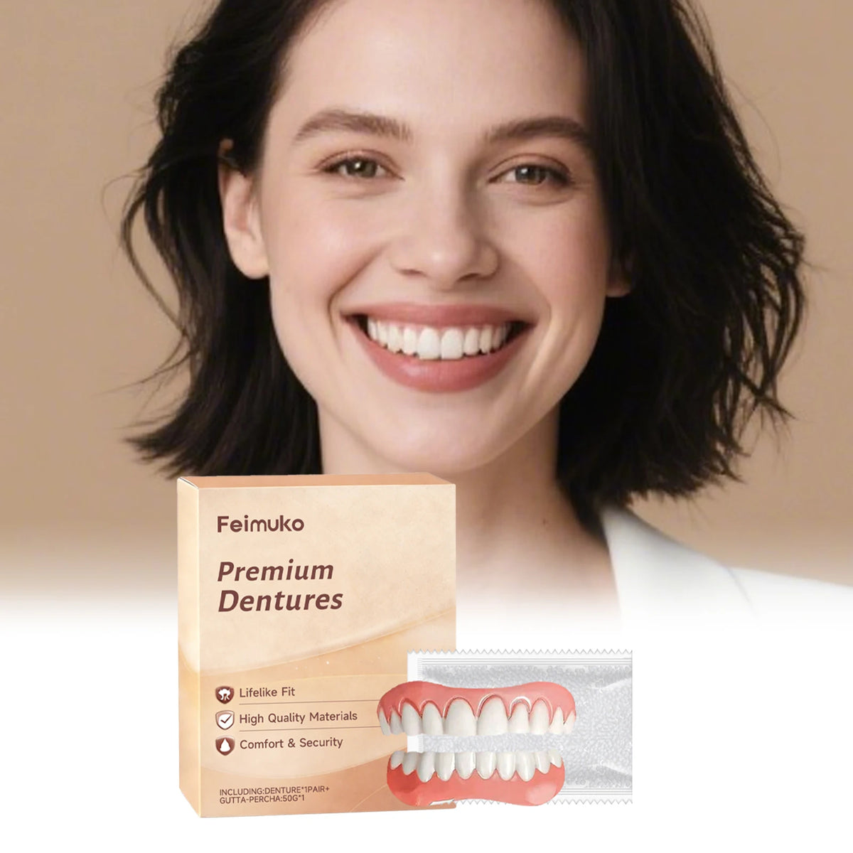 Resin Denture Set – Soft Silicone Upper & Lower Veneers Cosmetic Dental Veneers Qst