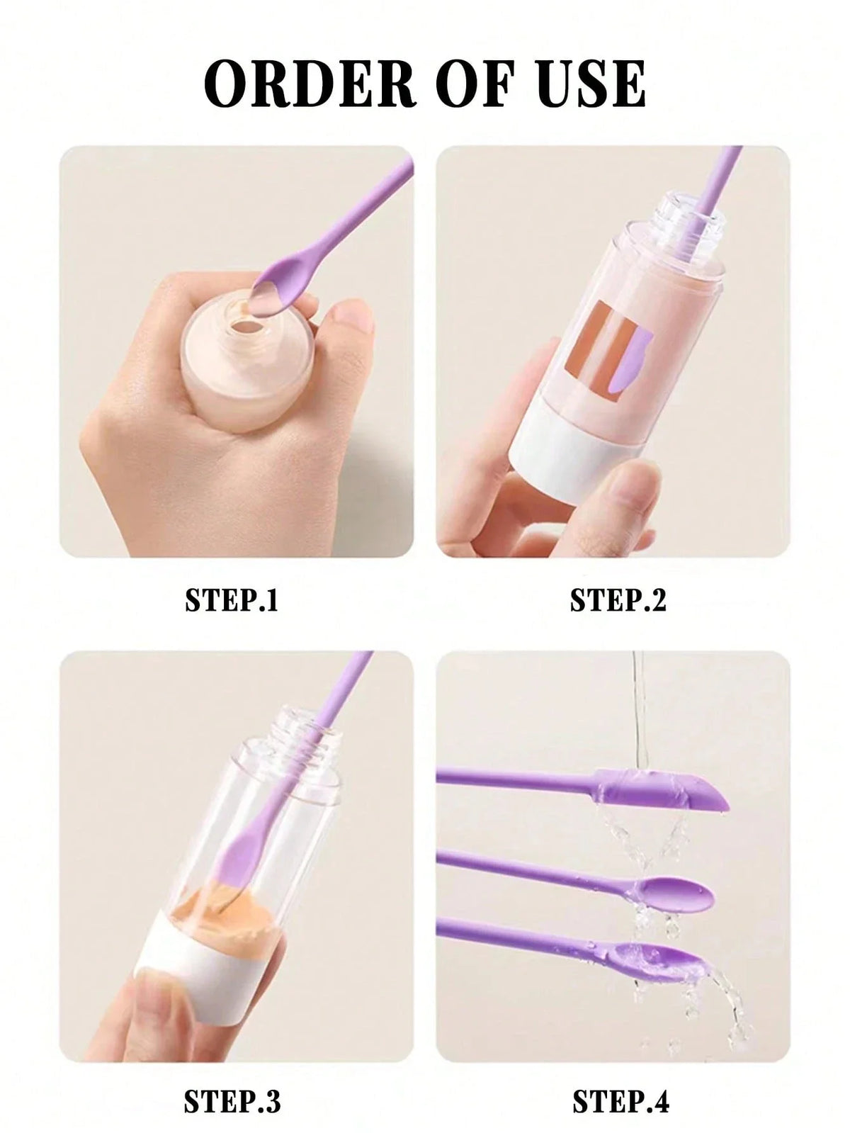 Silicone Bottle Scraper for Foundation & Lotion Jars | Qme Makeup Spatula Tool Qme