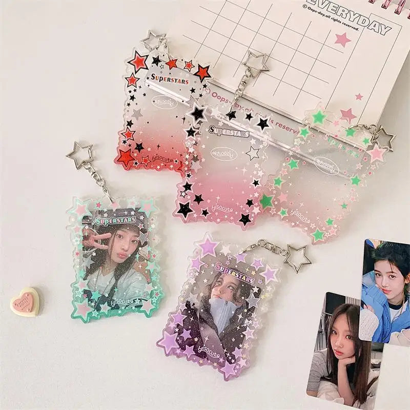 Star Gradient Photocard Holder Necklace – Acrylic Card Display Photocard Holder Pendant Qme