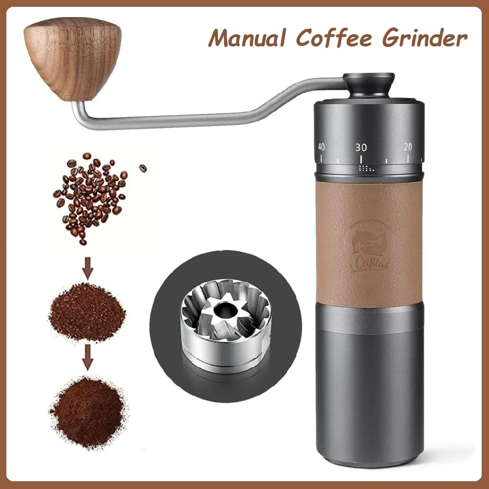 RECAFIMIL Manual Burr Coffee Grinder – CNC Stainless 30g Manual Burr Grinder Qst Brown