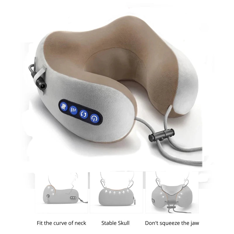 PAQIN U-Shaped Electric Neck Massager Pillow – Travel & Home Neck Massage Pillow Qst