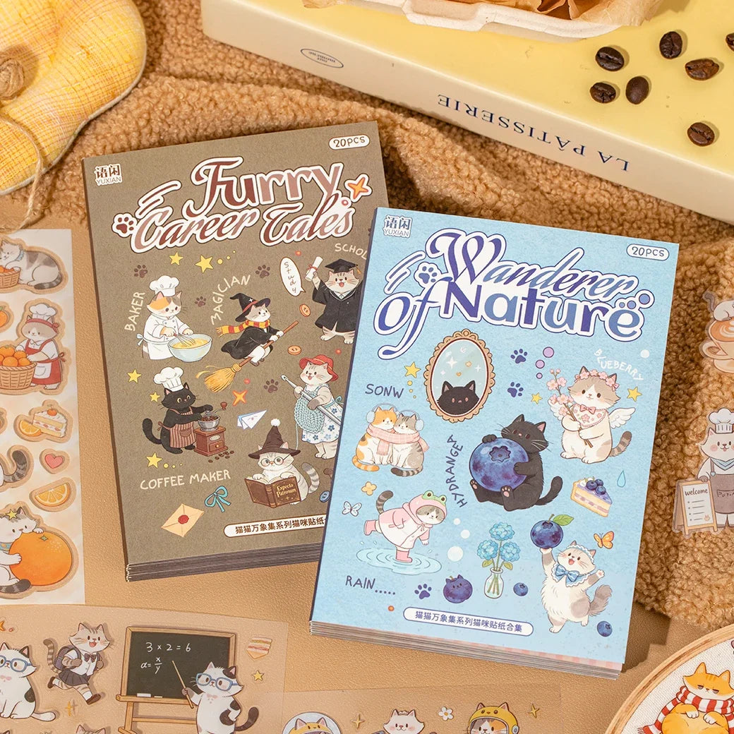 Cute Cat Die-Cut Sticker Book | DIY Scrapbook & Craft Stickers Decorative Sticker Book Qme AB
