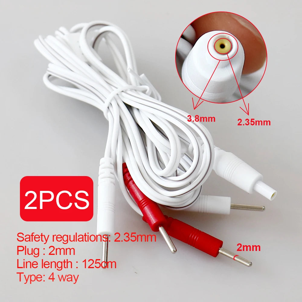 TENS EMS Electrode Lead Wires – Silver Fiber Massage Cables Electrode Lead Wire Qst 2Pcs