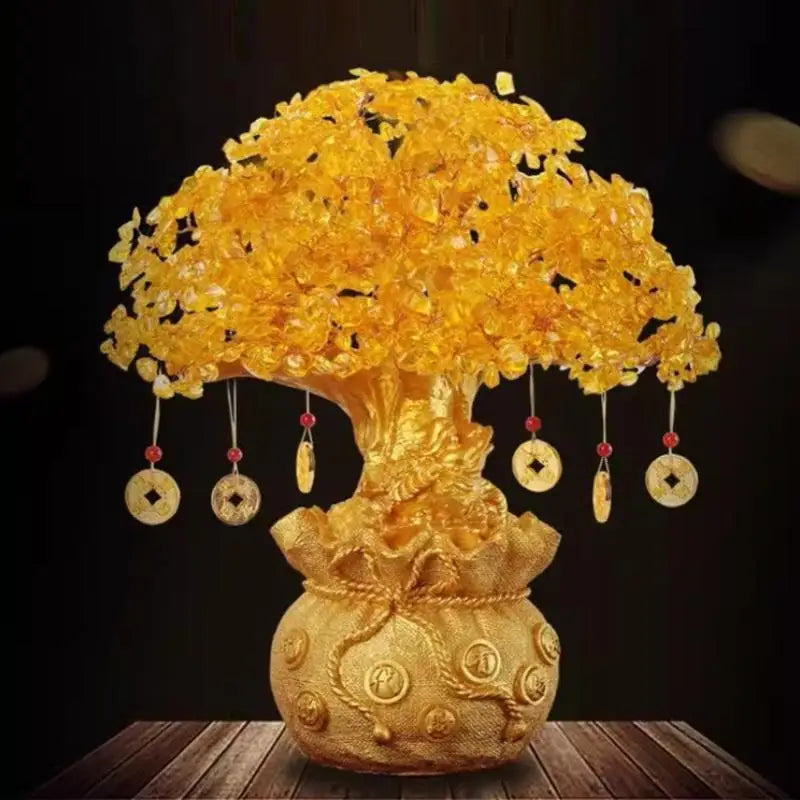 Feng Shui Crystal Money Tree Ornament – Lucky Wealth Decor Feng Shui Ornament Qst