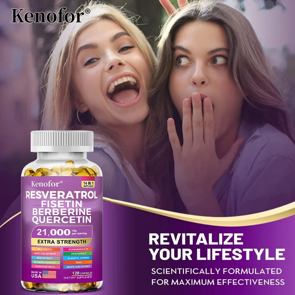 Resveratrol NAD+ Berberine 21000mg Supplement – Non-GMO Caps Antioxidant Supplement Qst