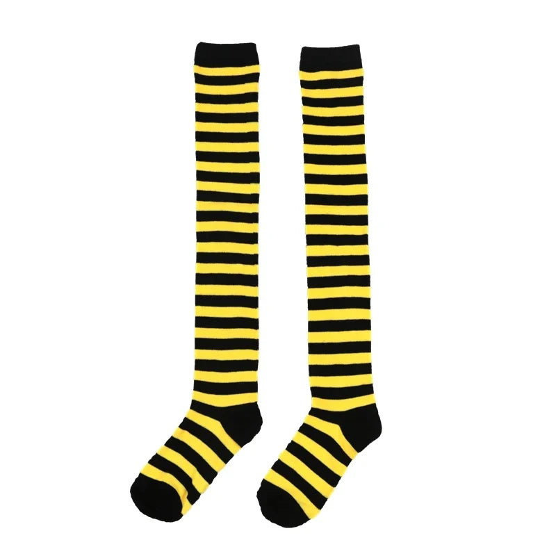 Women's Striped Over-the-Knee Long Socks – 18 Colors Over-the-Knee Socks Qme A9 One Size