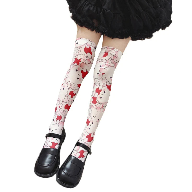 Girls Cute Bunny Cartoon Stockings – One Size, 11 Colors Cartoon Stockings Qme style5 One Size