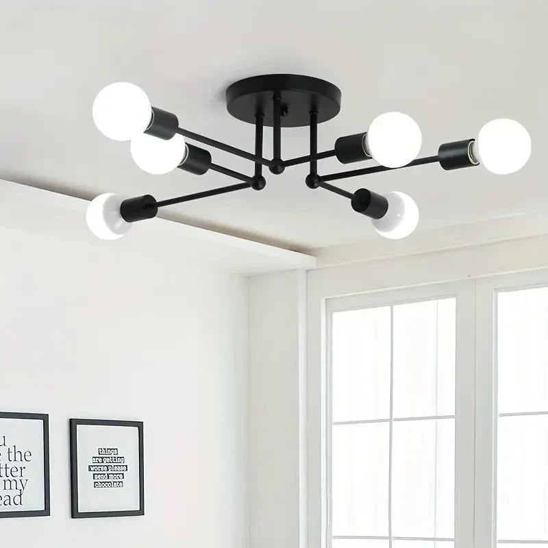 Modern LED Spider Ceiling Light | Industrial Iron Black & Gold Ceiling Light Fixture Qme