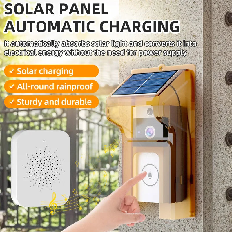 Solar Wireless Video Doorbell – 2K WiFi, IP68 Waterproof Smart Video Doorbell Qst
