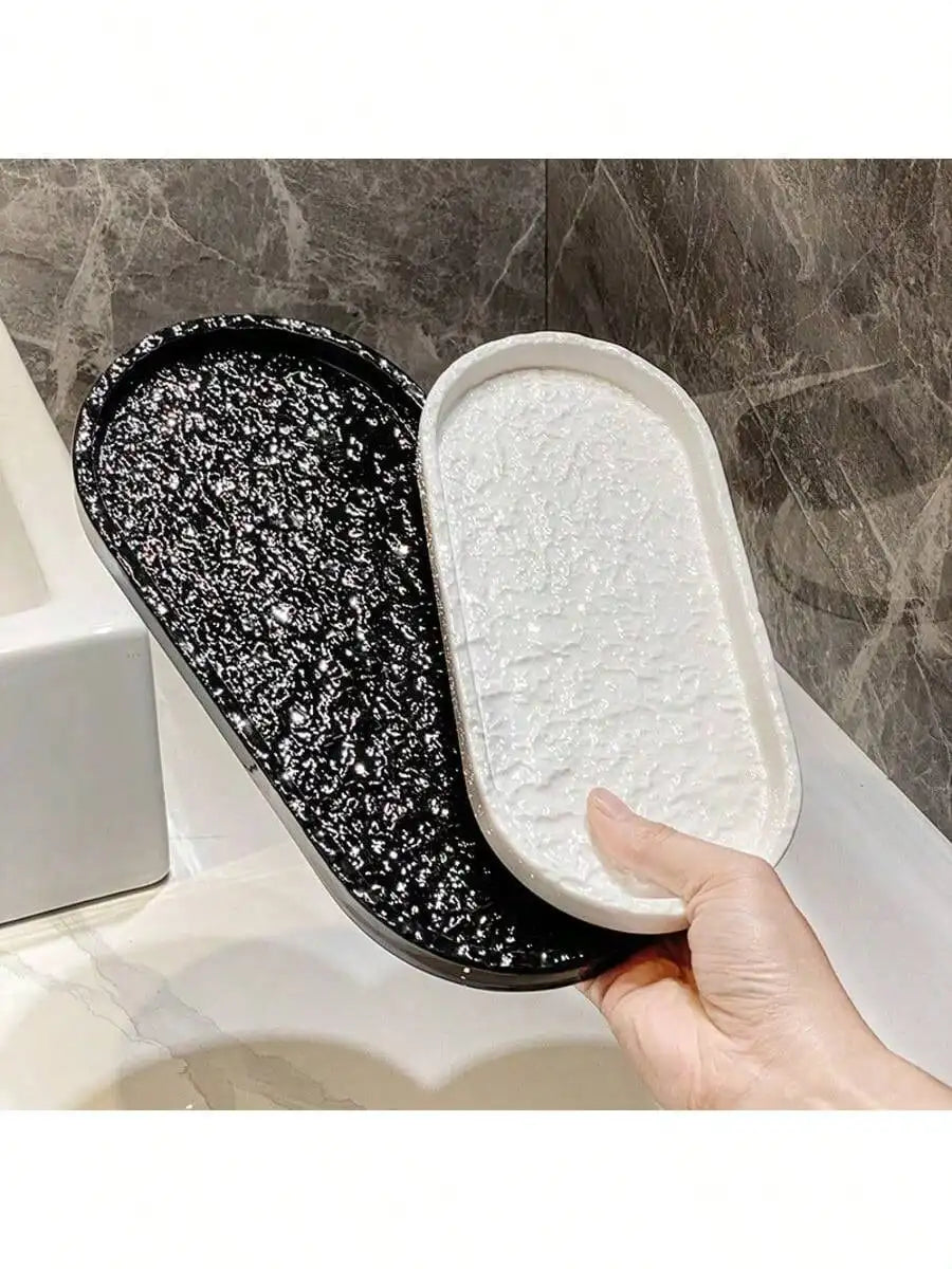 Ceramic Stone Bathroom Tray – Jewelry & Soap Storage Rack Bathroom Storage Tray Qme