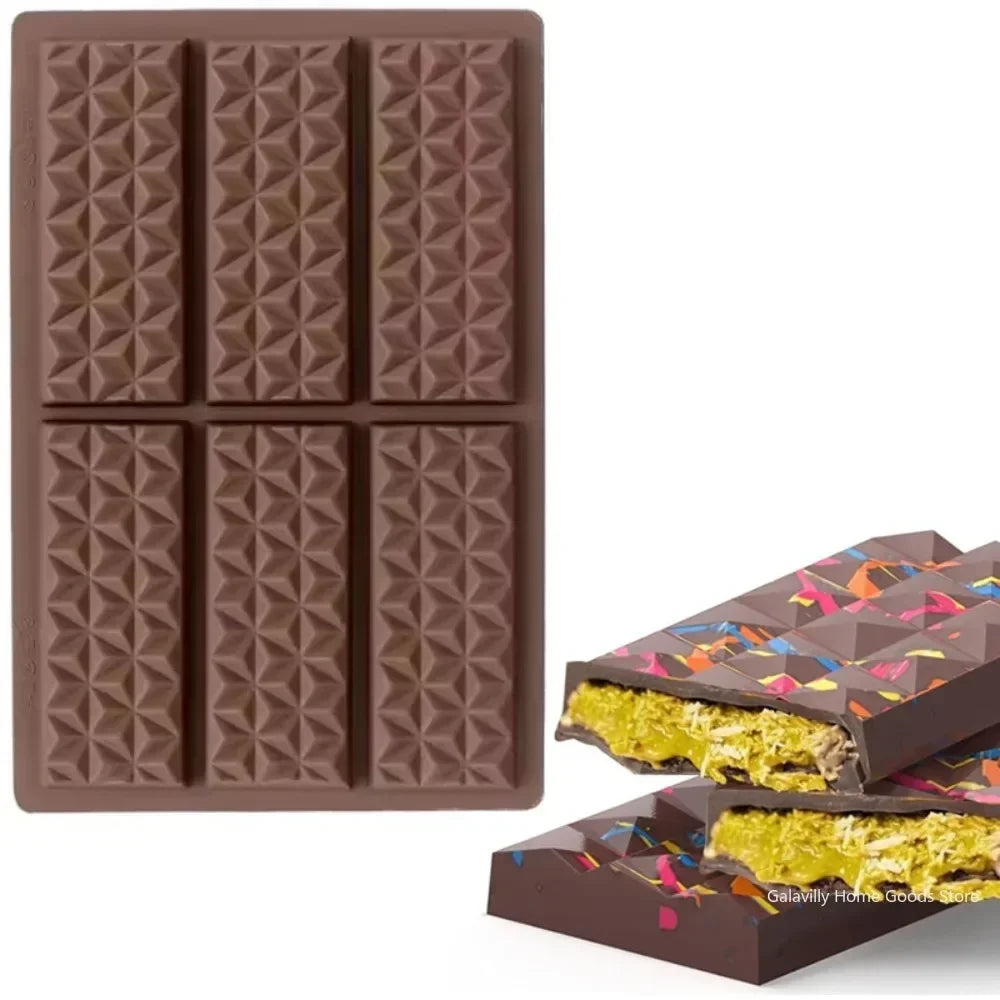 6-Hole Silicone Chocolate Bar Mold – Knafeh & Pistachio Silicone Baking Mold Qme