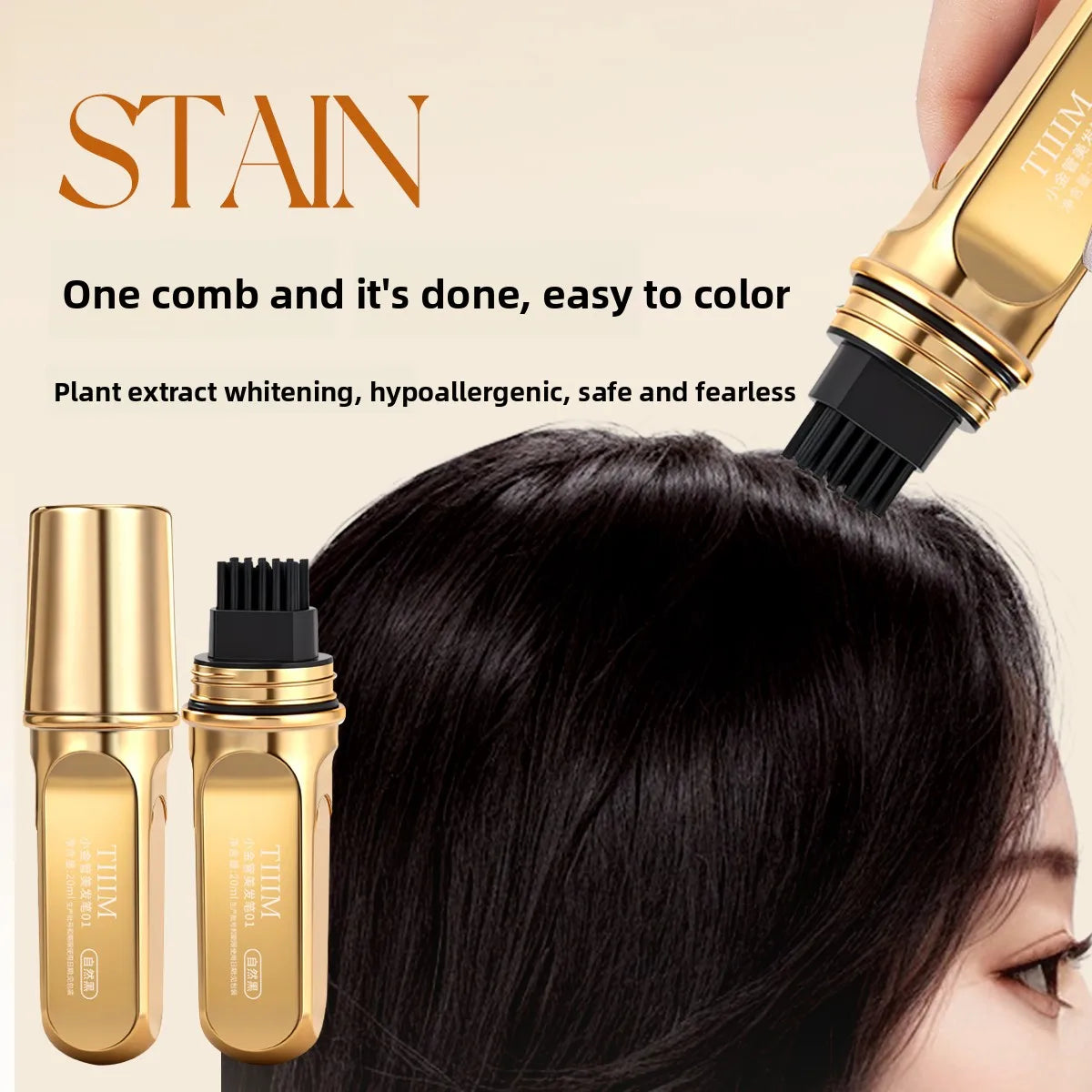 Temporary Gray Hair Coverage Coloring Stick Comb – Waterproof Temporary Hair Color Stick Qme