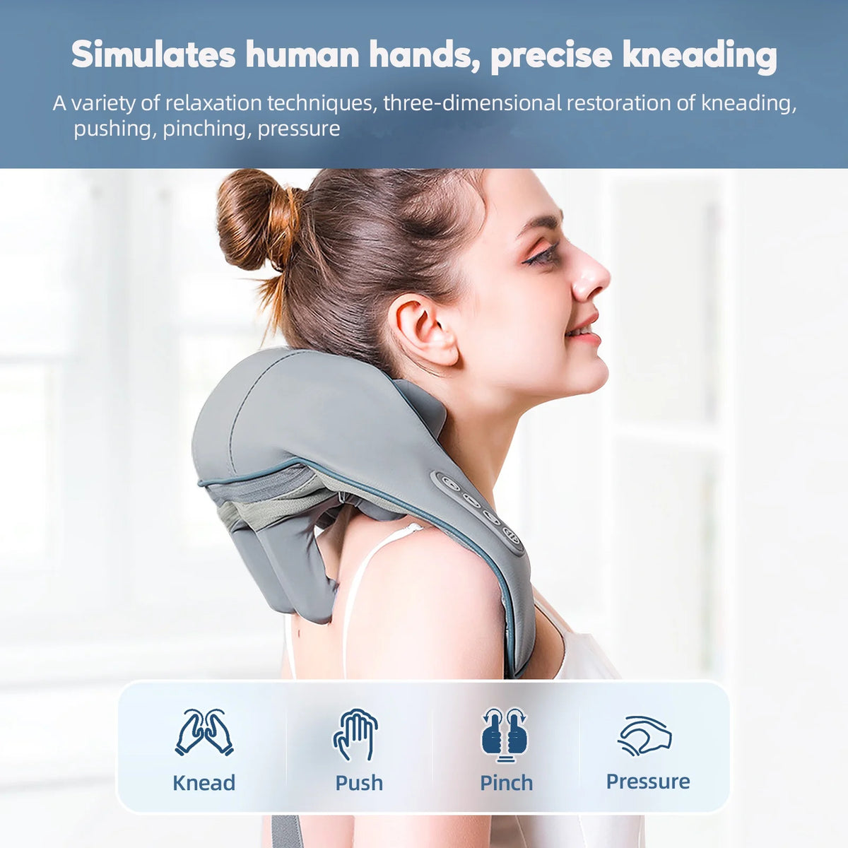 Foreverlily 26W Wireless Neck & Shoulder Kneading Massage Shawl Neck Shoulder Massager Qst