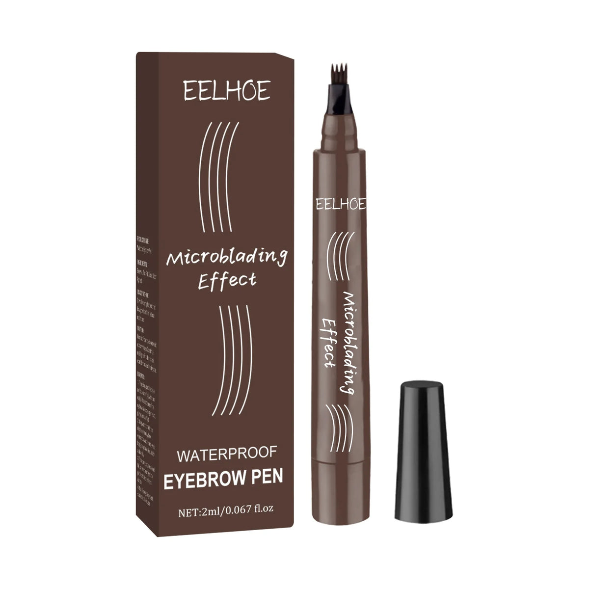 EELHOE 4-Point Microblading Eyebrow Pen – Waterproof, 5 Colors Eyebrow Makeup Pen Qst Dark Brown 2ml