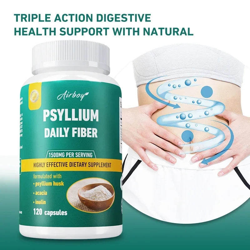 Psyllium Husk Capsules with Inulin & Acacia | Soluble Fiber Fiber Supplement Qst
