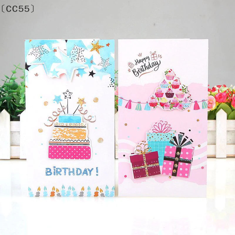 8pcs 3D Birthday & Christmas Greeting Cards with Envelopes 3D Greeting Cards Qst