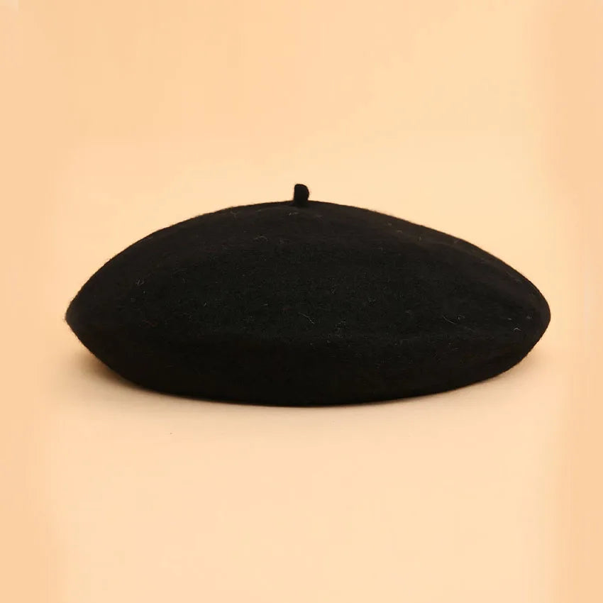 Women's Knitted Beret – Retro Solid Color Winter Warm Hat Knitted Beret Hat Qst
