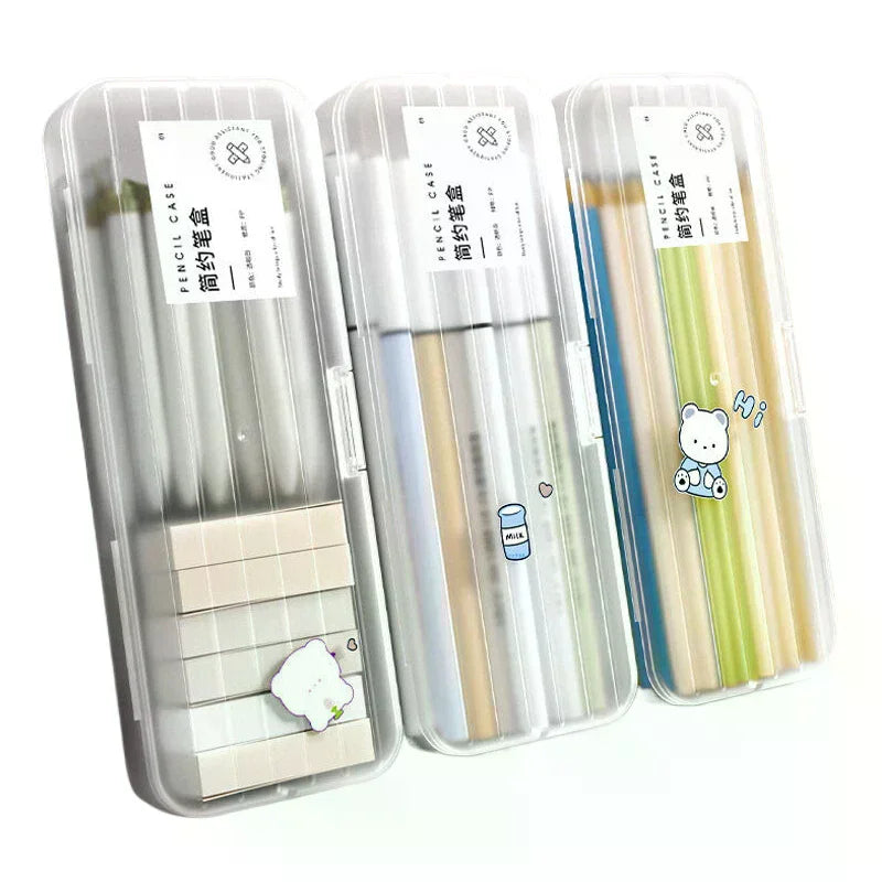 Matte Transparent Pencil Case Large Capacity Storage Box Pencil Case Qme