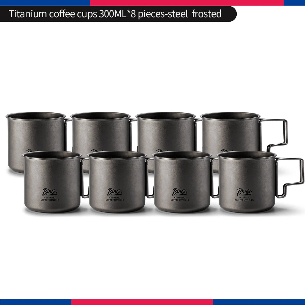 Bincoo Pure Titanium Folding Handle Mug – Camping Coffee Cup Titanium Camping Mug Qst B-8pcs