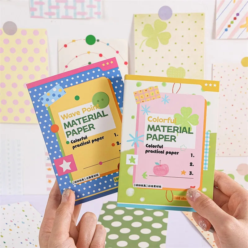 TIANZI 100-Pc Colorful Scrapbooking Background Paper Set Scrapbooking Paper Set Qme