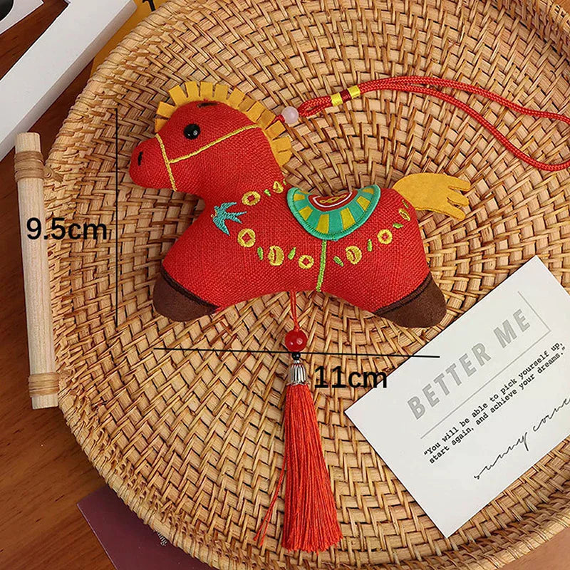 Zodiac Horse Keychain Pendant – Embroidery Doll Mascot Charm Keychain Pendant Charm Qme