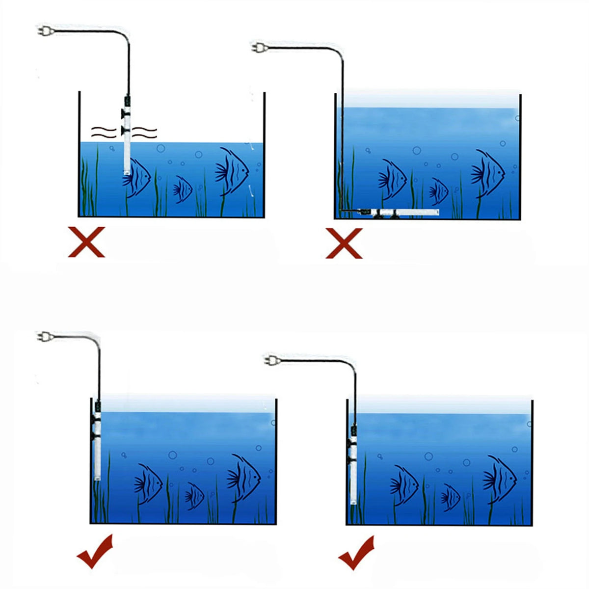 Submersible Aquarium Heater Rod 50W/300W – Fish Tank Temp Control Aquarium Heater Qst