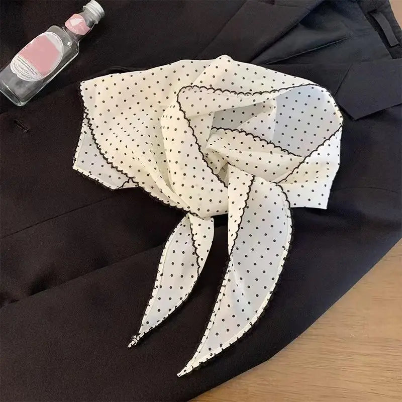 Polka Dot Headband Women – Thin Scarf Turban Hairband Women's Headband Qst White