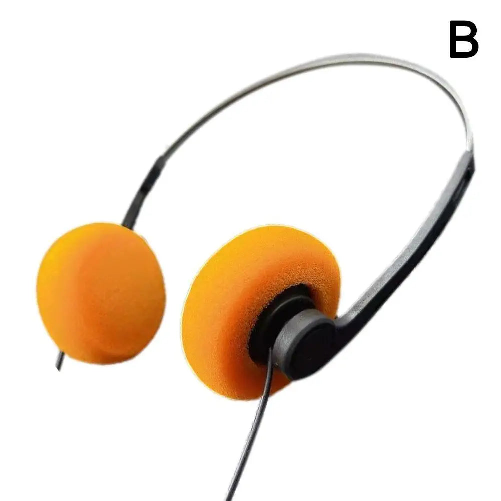 Japanese Retro Wired Headphones – Vintage HiFi 3.5mm Earphones Retro Wired Headphones Qme orange