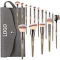 15-Piece Vegan Makeup Brush Set with Portable Travel Bag Makeup Brush Set Qme 15pcs Brown with Ba