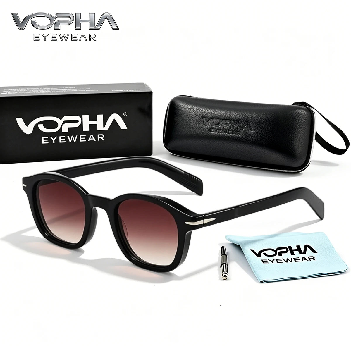 VOPHA S23 UV400 Sunglasses – Unisex Black Shell Shades Fashion Sunglasses Qst Black tea
