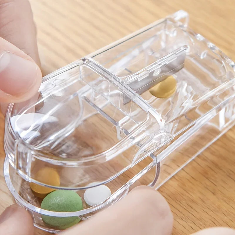 Compact Portable Pill Organizer with Built-In Pill Splitter Pill Organizer Qme