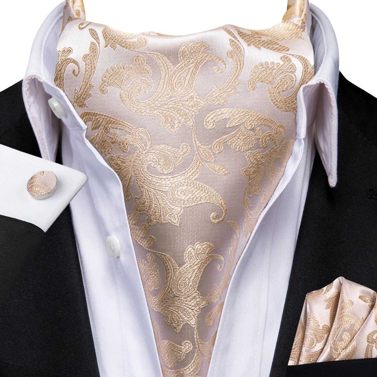 Men's Paisley Cravat Ascot Set with Cufflinks & Handkerchief Cravat Ascot Set Qme LDAS1162