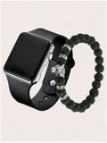 2-Pack Unisex Square LED Watch Set – Trendy Casual Style LED Digital Watch Qme Silver No