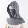 Ice Silk UV Protection Full Face Mask & Sunscreen Cap Sun Protection Mask Qst Deep gray