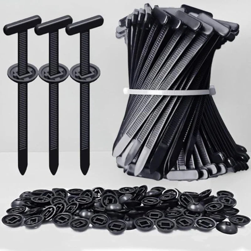 100-Pack T-Shape Cable Zip Ties with Fixed Mount Bases Cable Zip Ties Qme