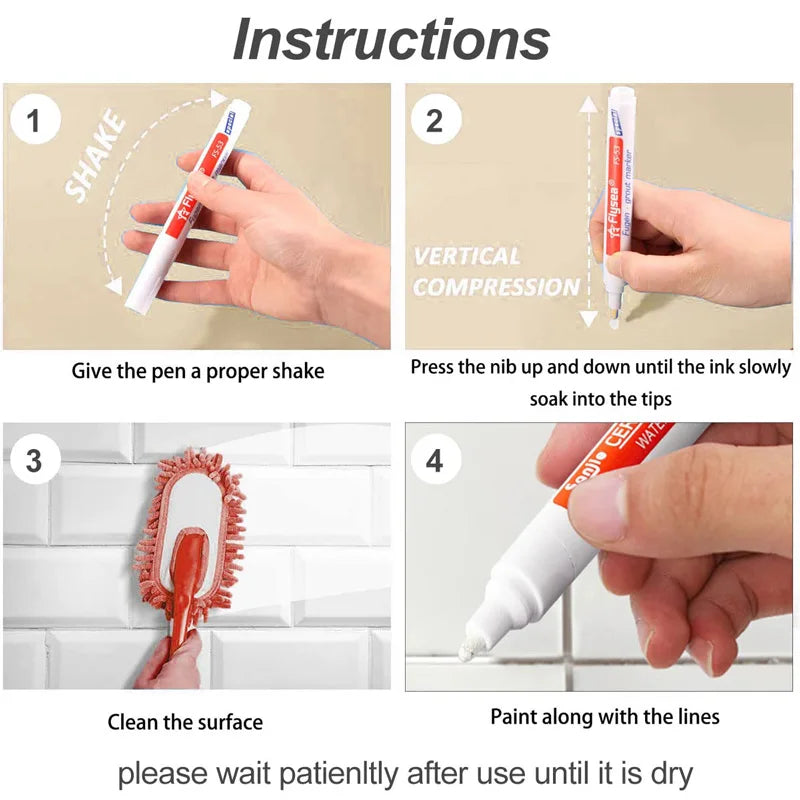 12-Pack Waterproof Grout Tile Marker Pens – Gap Repair & Sealer Grout Repair Markers Qme