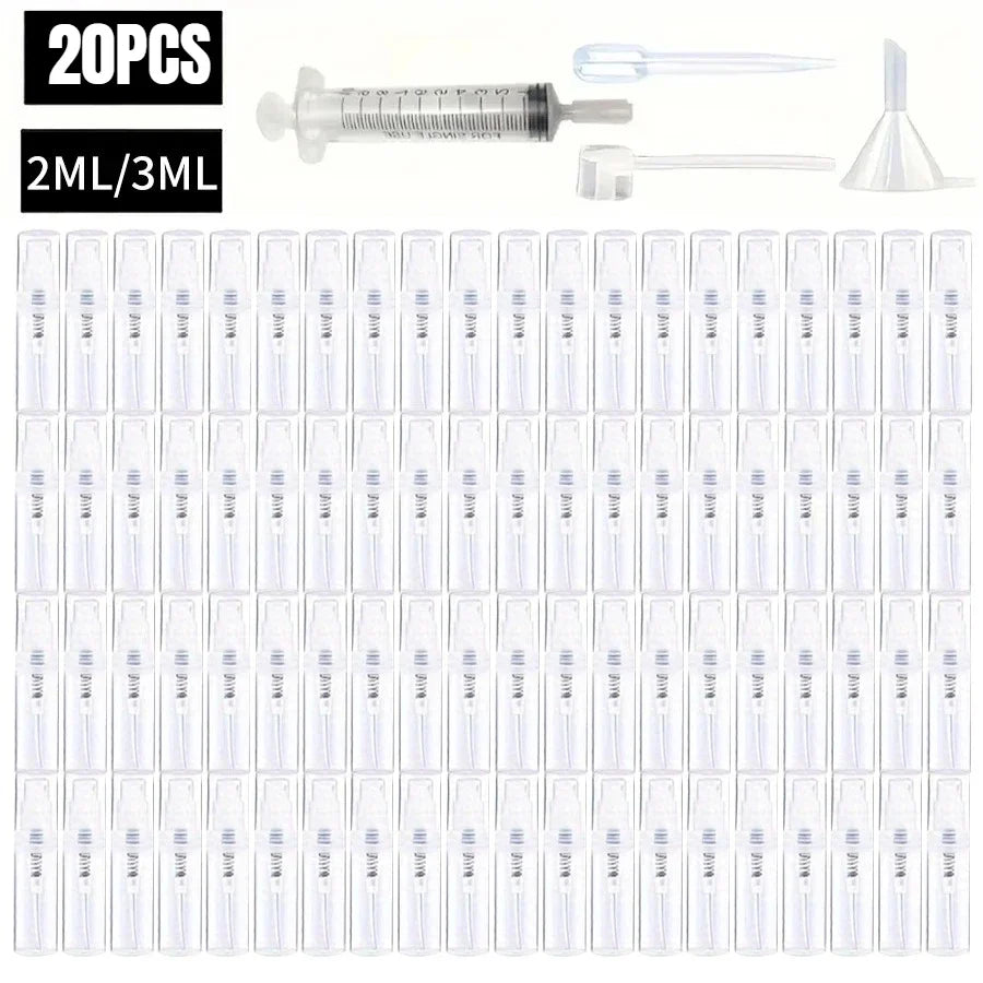 100 BPA-Free Clear Refillable Travel Spray Bottles 2ml 3ml Travel Spray Bottles Qme Plastic 20pcs 3ml