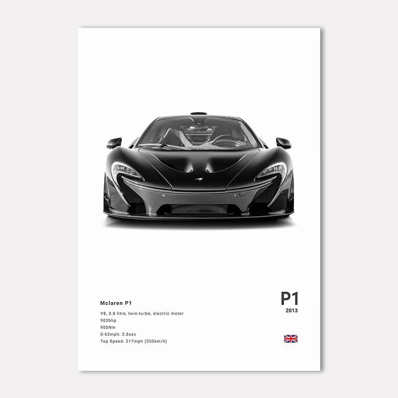 Supercar Canvas Wall Art Poster – M4 P1 Divo STO SVJ Unframed