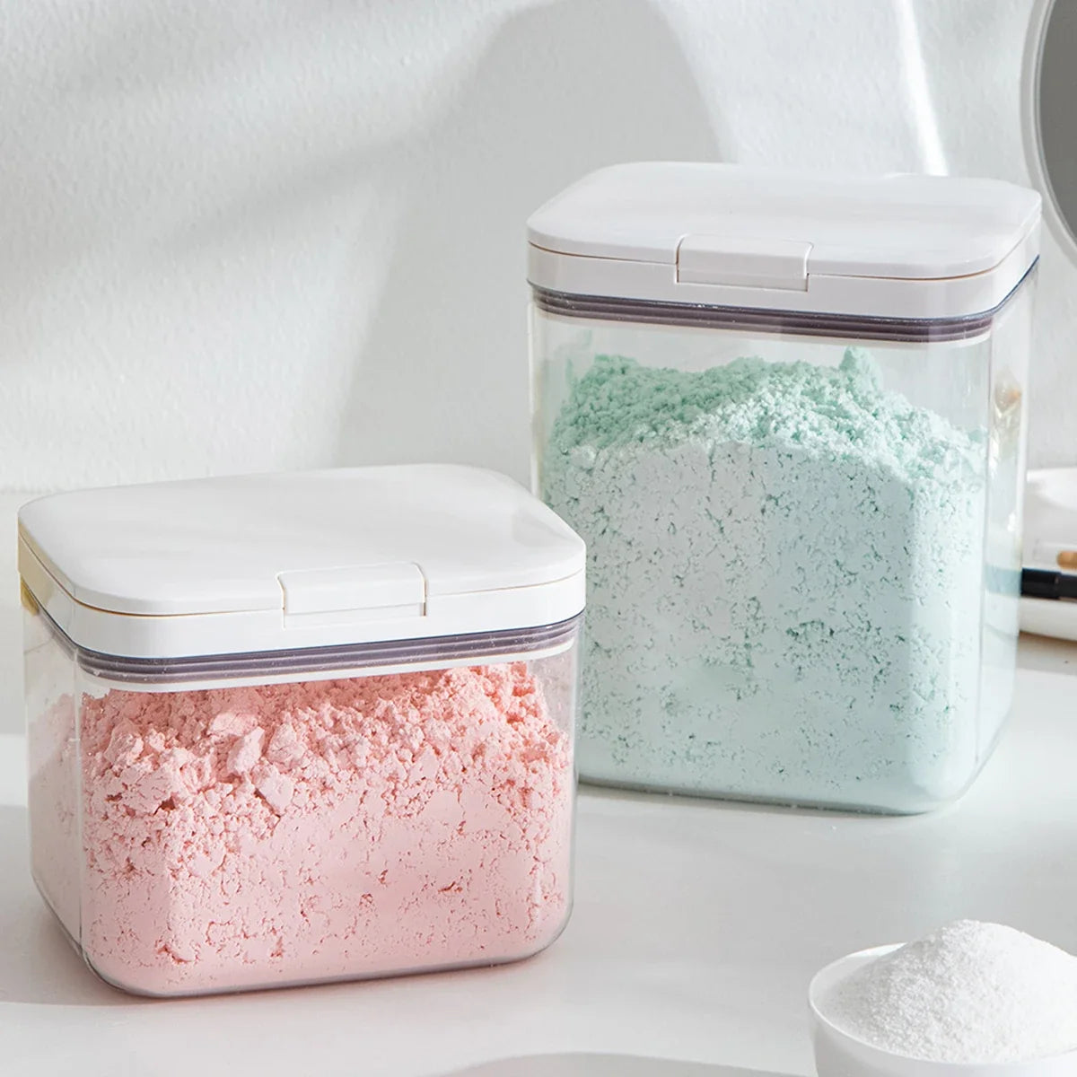 Large Capacity Face Mask Powder Storage Container – Pop-Up Lid Beauty Storage Container Qme