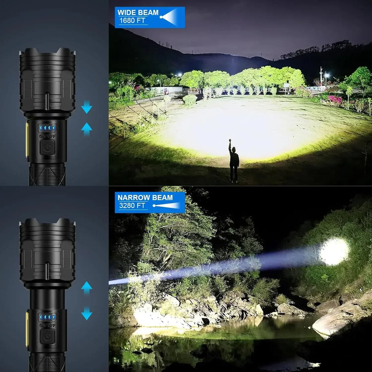 Super Bright Rechargeable LED Flashlight – 7 Modes & Power Bank Rechargeable Flashlight Qst