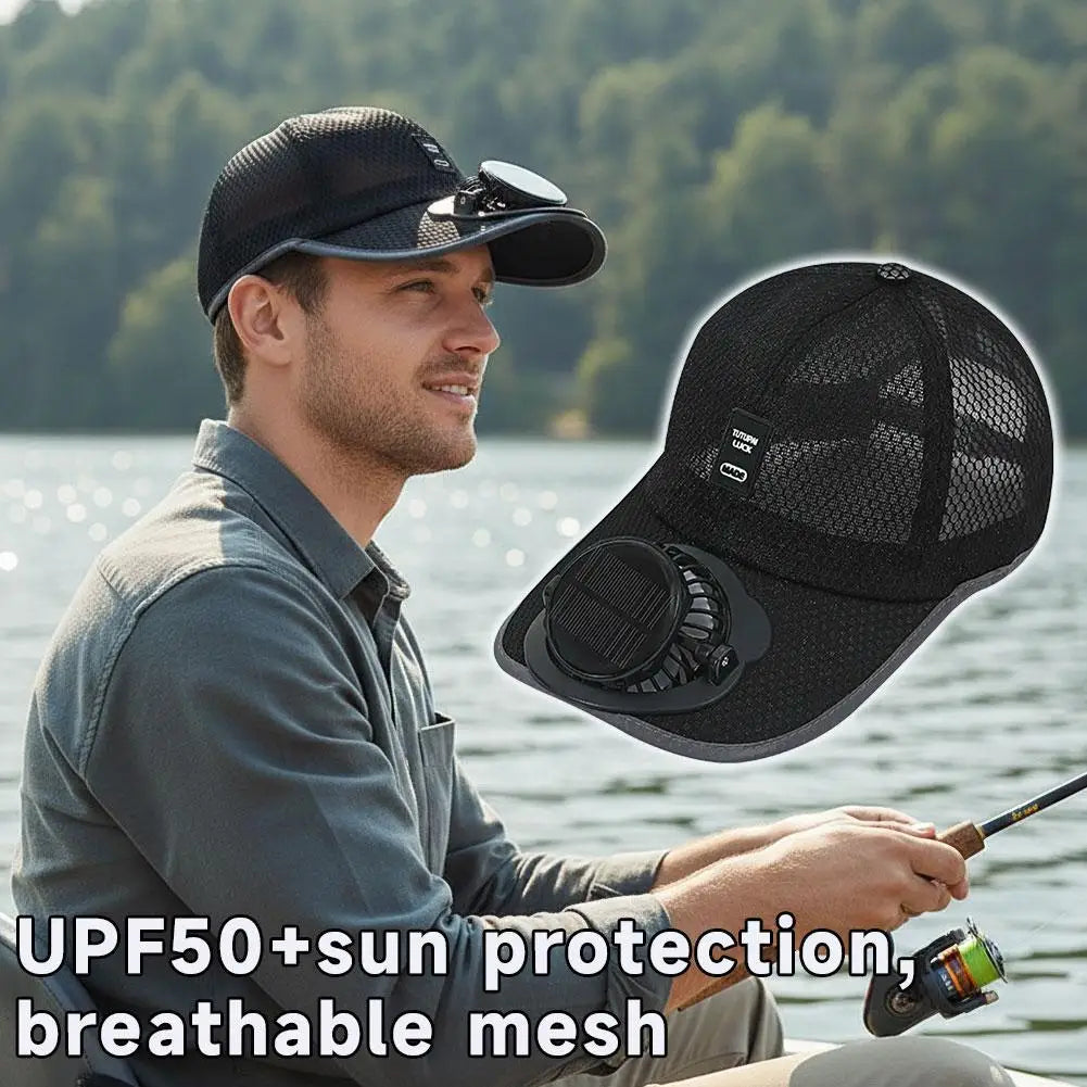 Solar Powered Fan Baseball Hat – Mesh Cooling Outdoor Cap Solar Fan Cap Qme