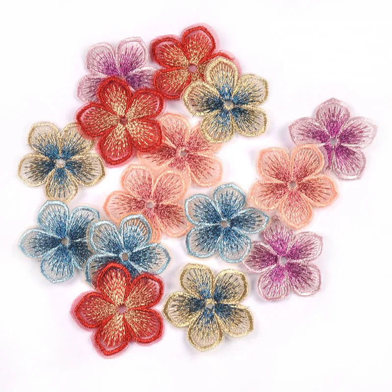 Big Flower Multicolor Lace Embroidery Appliques – 10pc Set Embroidery Applique Patches Qme