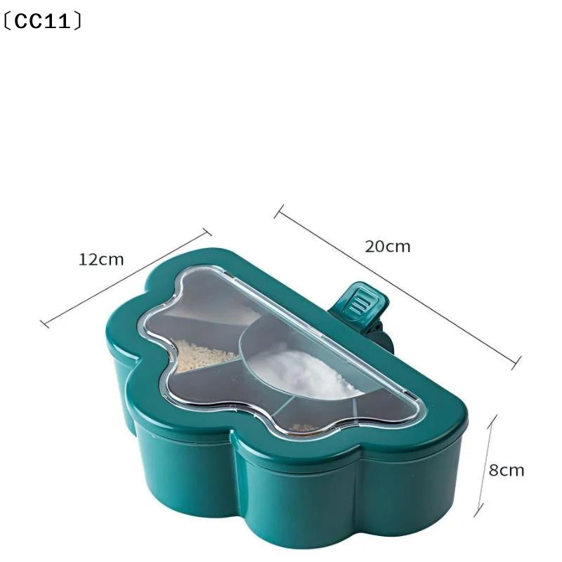 6-Grid Seasoning Box with Clear Lid & Scoops | Salt & Sugar Seasoning Storage Box Qme